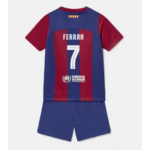 Barcelona Ferran Torres #7 Hemmaställ Barn 2023-24 Kortärmad (+ Korta byxor)